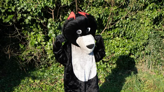 persoon verkleed als wolf