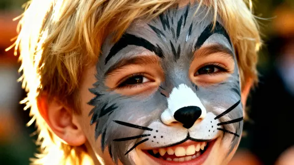 kind geschminkt in een wolf